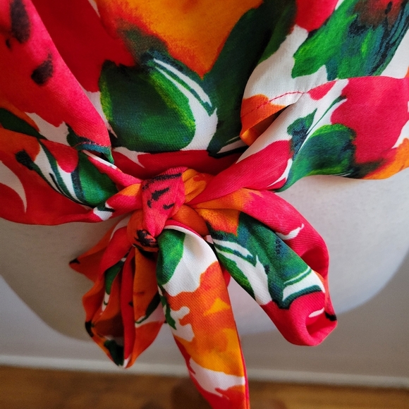 Zara Basic Floral Tank Blouse / Red & Orange / Size Small - Picture 3 of 7